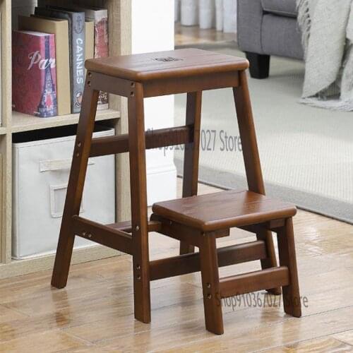 Solid Wood Foldable Stool Household High Bench Multifunctional Chair Creative Dual-purpose Shoe Changing Stool Step Stool