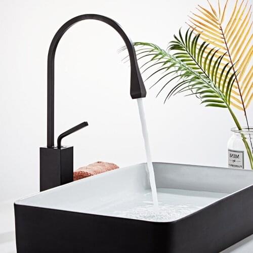 Bathroom Basin Faucets Brass Sink Mixer Taps Hot & Cold Single Handle Lavatory Water Crane Vessel Tap Deck Mount Kitchen Faucet