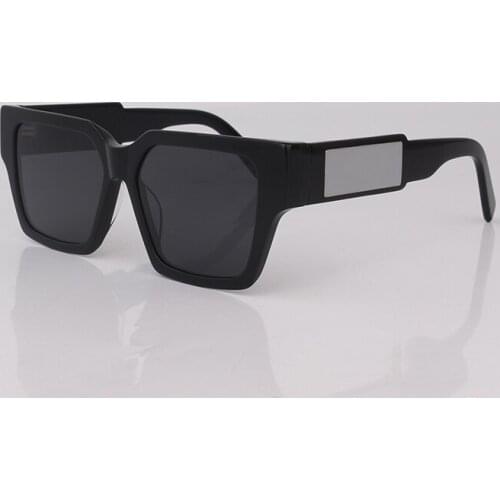 Black rectangle sunglasses for men fashion acetate women sunglasses wide temples