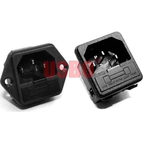 Supply Black Copper 10A 250V IEC320-C14 with FUSE universal electrical AC power socket PDU industrial cabinet wiring socket