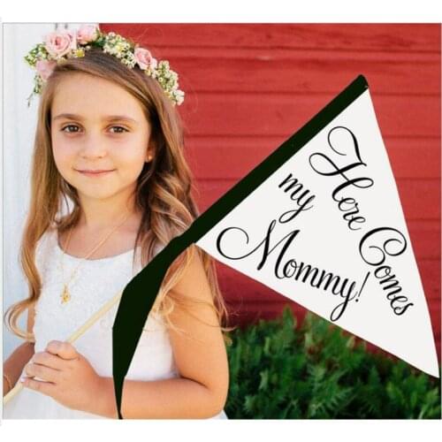 Here Comes The Bride Sign - Wedding Sign for Ring Bearer or Flower Girl | Handcrafted Wedding Flag for Wedding Accessory