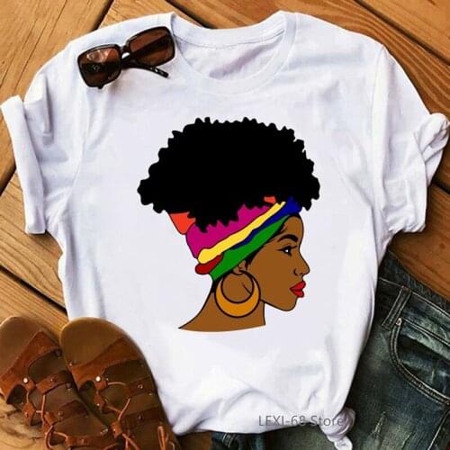Rainbow band black girl print womens tshirts fashion african dope melanin shirts funny graphic casaul black live matter t-shirt