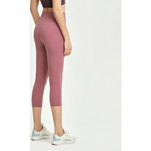 Female Fitness Sports Essential High Waist Lift Buttock Sweat Breathable Naked Yoga Seven Minutes Pants YJK20-5