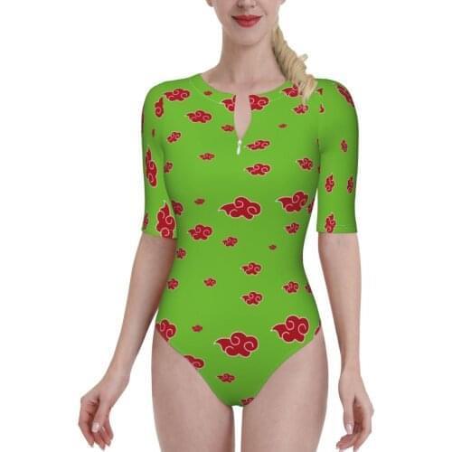 Women 2021 Exotic Bikinis Akatsuki (12) Half Sleeve Zip Women Swimsuit One-Piece Bikini Anime Manga Beach wear For Women