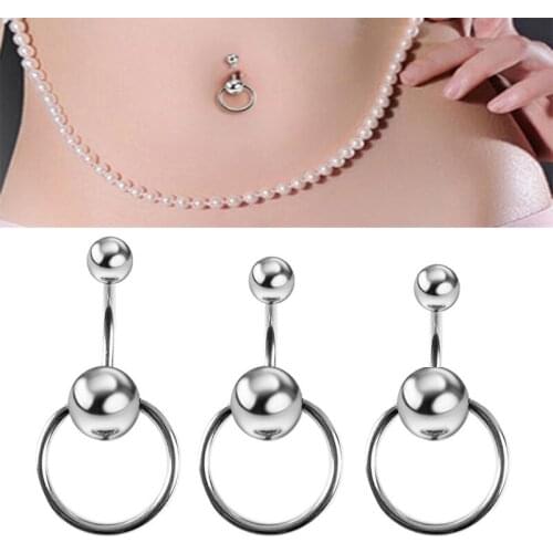 1Pcs Curvy Belly Navel Piercing Belly Navel Ring With Hoop Ring Belly Navel Buttom Body Piercing Jewelry Stainless Steel Ball