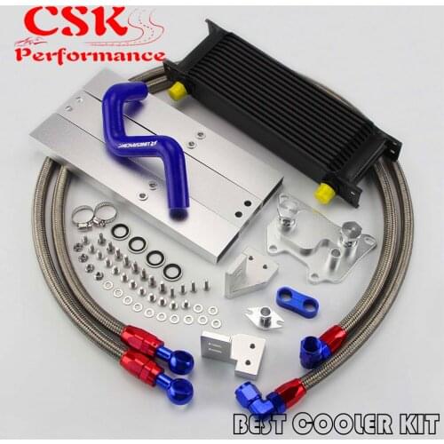 13 Row AN8 Oil Cooler+AN8 Oil Lines Kit Fits For VW Golf MK7 GTI Engine EA-888 III Black/Silver
