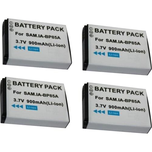 4Pcs/lot High Quality 3.7v 900mAh BP-85A BP 85A Replacement Battery For Samsung PL210 WB210 SH100 Camera Batteries Wholesale