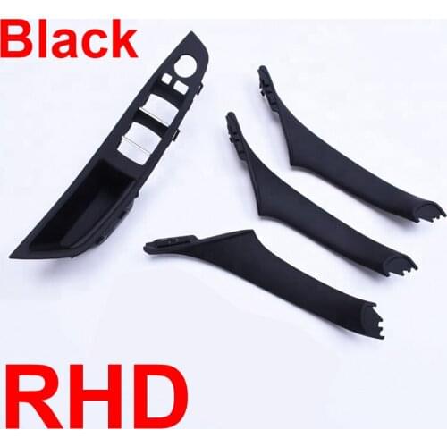 4PCS Right Hand Drive RHD For BMW 5 series F10 F11 520 525 Black Car Interior Door Handle Inner Panel Pull Trim Cover Armrest