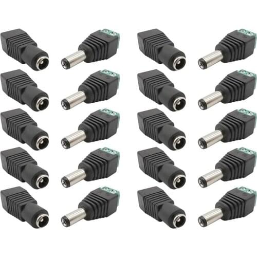 5pair DC Power Plug Jack Connector 5.5 x 2.1mm Male Female Audio Adapter Cable Socket for LED Light Strip CCTV Camera