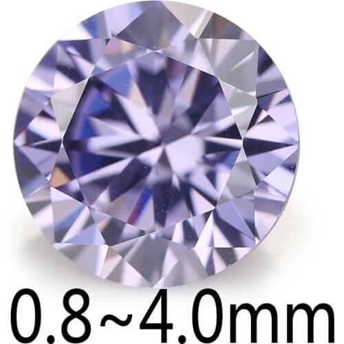 500PCS 0.8mm~4.0mm Round Shape Loose CZ Stone Lavender Zirconia Synthetic Stone AAAAA Quality For Jewelry