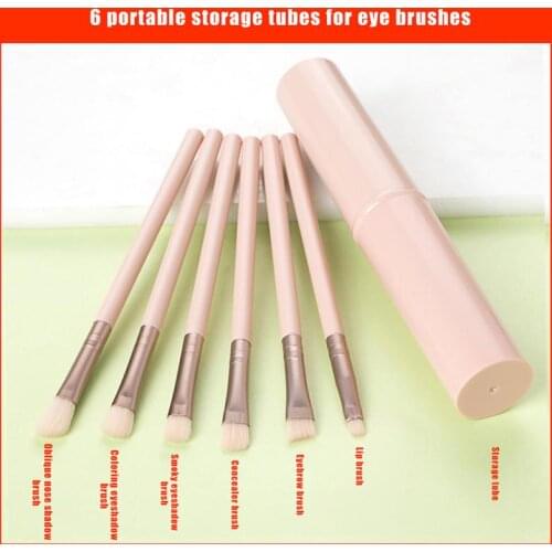 6 PCS Portable Bucket Eye Shadow Brush Set Complete Nose Shadow Brush Lip Brush Eye Shadow Brush Storage Tube Beauty Makeup Tool