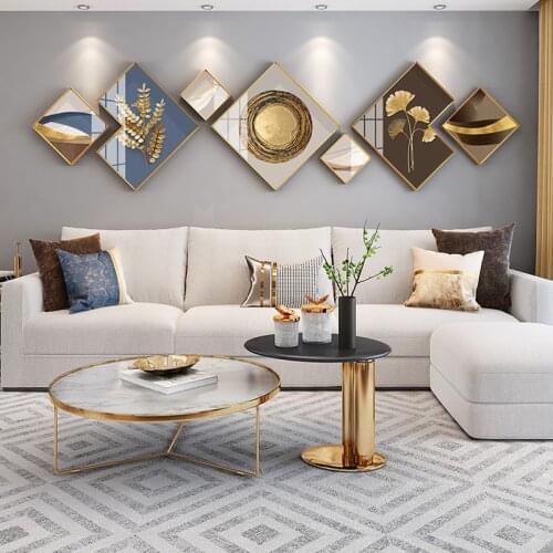 7 Pcs/Set Villa Lobby Decoration Paintings Diy Wall Hangings Picture For Sofa Tv Background Wall Crystal Porcelain Painting Comb