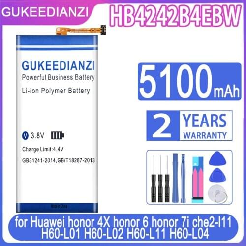 GUKEEDIANZI Battery HB4242B4EBW 5100mAh for Huawei honor 4X honor 6 honor 7i che2-l11 H60-L01 H60-L02 H60-L11 H60-L04 honor4X