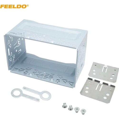 FEELDO 5Set Car Radio 2DIN Installation Metal Cage Kits Brackets/Screws/Keys for Volkswagen 1997-2009 Series Chico Golf