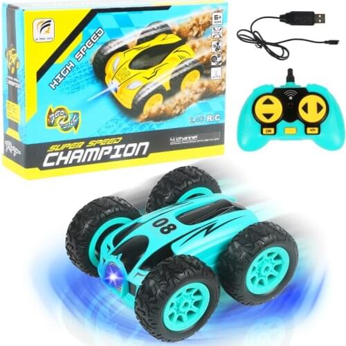 2.4G 4CH Remote Control Car RC High Speed Double-sided bounce Drift Stunt Car Rock Crawler Roll Car 360 Degree Flip Kids Toys