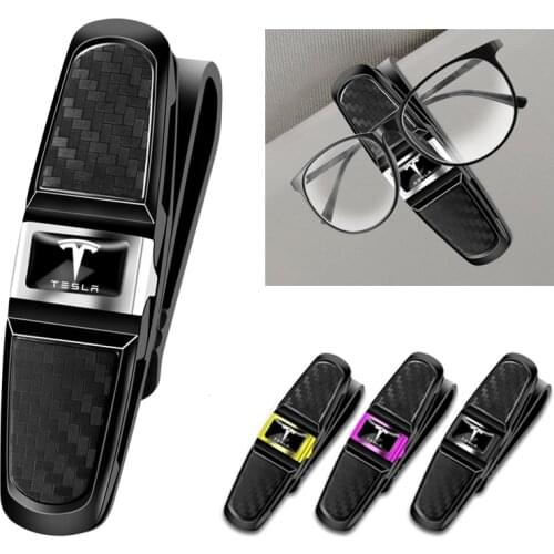 ABS Car Emblem Glasses Clip Auto Sunglass Storage Eyeglass Holder For Tesla Model 3 Roadster Model Y Model S Model X Accessories