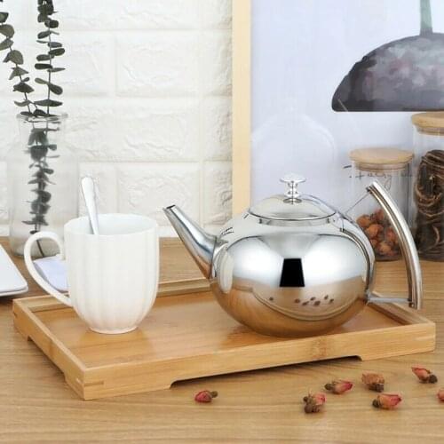 1L Stainless Steel Teapot With Infuser Filter Heat Resistant Tea Pot With Strainer Tea Induction Cooker Gas Stove Kettle