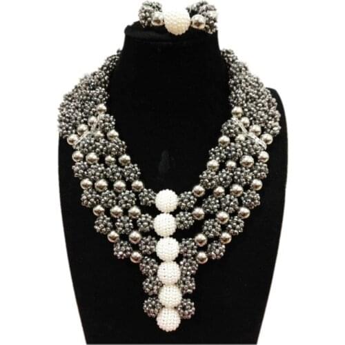 Dudo 48 CM Jewellery Set Dubai 4 Layers Beaded Crystal Balls Tribal Enthic Nigerian Weddings Necklace Set For Party Women