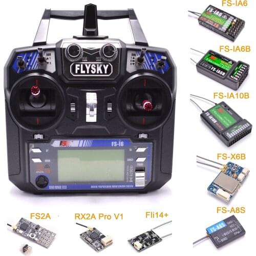 FLYSKY FS-i6 i6 2.4G 6CH AFHDS Transmitter With iA6B X6B A8S R6B iA10B RX2A Receiver Radio Controller for RC FPV Drone Airplane
