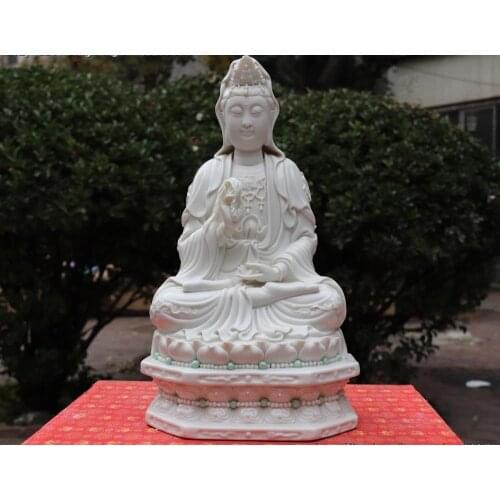 China De Hua White Porcelain Pottery Kwan-Yin GuanYin Bodhisattva Goddess Statue