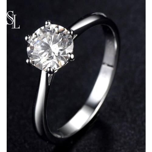 SL Moissanite Ring, VVS1 Round Cut F Color Lab Diamond, 925 Silver Jewelry Love Token Woman girlfriend SLCourtship Gift