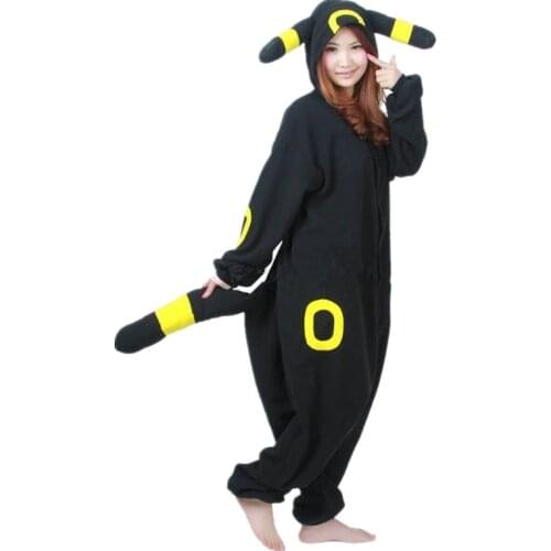 Umbreon Cartoon Anime Cosplay Kigurumi Costume for Adult, Onesies Pajamas Jumpsuit Hoodies for Halloween Carnival Party