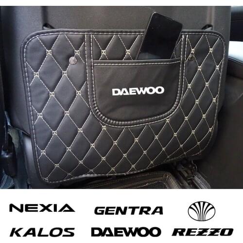 PU leather anti-child kick pad car anti-mud pad with storage bag For Daewoo Matiz Nexia Lanos Kalos Gentra Nubira Espero
