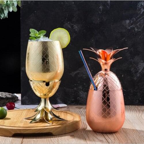 Pineapple Tumbler Moscow Mule Mugs 500ml Beer Copper Mug Stainless Steel Cup Cocktail Cup Wine Glass Drinking Bar Tool