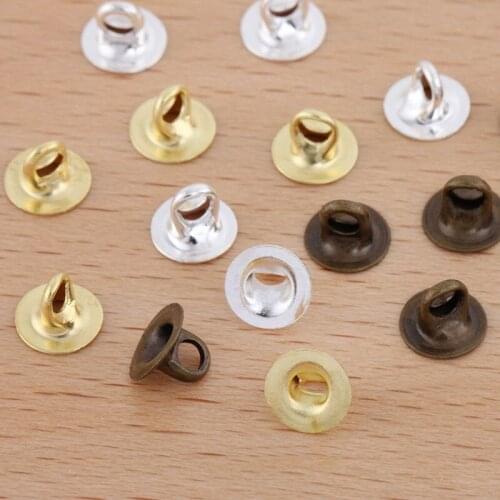 100pcs 4mm 6mm Plated Brass Bell Bead End Charm Caps with a Loop Connectors Wraps Settings DIY Crafts Findings Makings