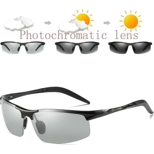 New Mens UV400 Fishing Polarized Photochromatic Sunglasses Aluminium M Outdoor Driving Transition Chameleon Lens