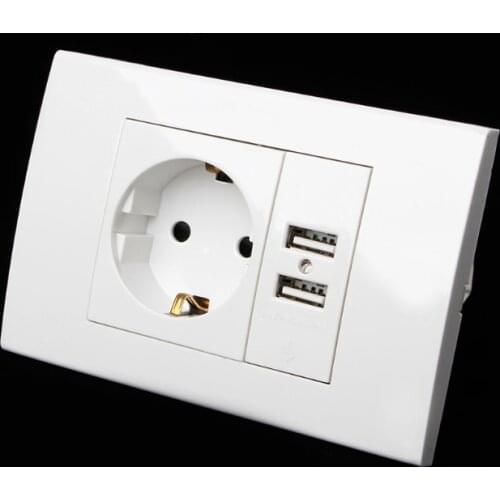 Wall Power Socket Plug 16A EU Standard Electrical Outlet 1000mA Dual USB Charger Port 19QB