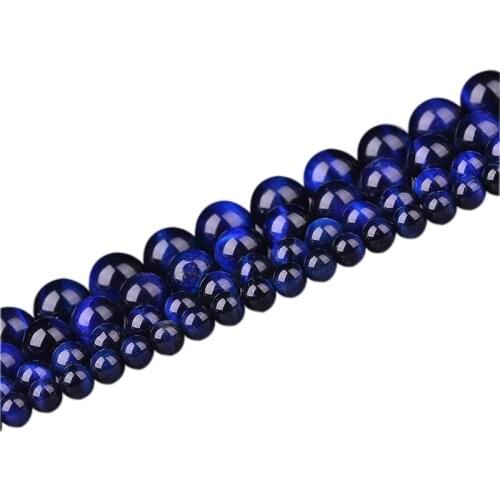Natural Stone Blue Lapis Lazuli Tiger Eye Agates Round Loose Beads 15" Strand 4 6 8 10 MM Pick Size DIY charm bracelet making