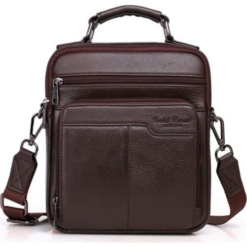 New Men Leather First Layer Cowhide Handbag Fashion Business Crossbody Shoulder Bag Cigarette Case Wallet Bag Handbags