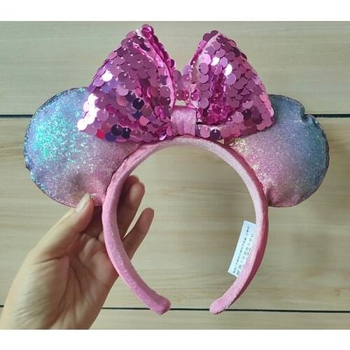 NEW Shanghai 5th Anniversary Limited Sequins Minnie Mouse Ear Headband