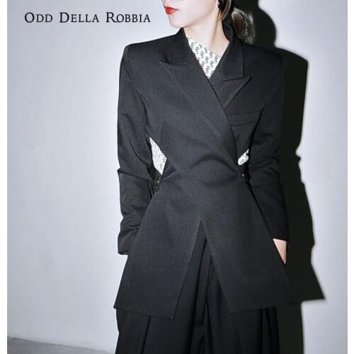 OddDellaRobbia2021 Autumn Women X Waist Hollow Sexy Backless Suit Jacket Street Clothing OL Commuter Top All-Match Tailoring1509