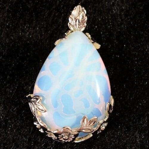 Popular opal stone 27x30mm teardrop best sale diy fashion jewelry necklaces pendant making B865