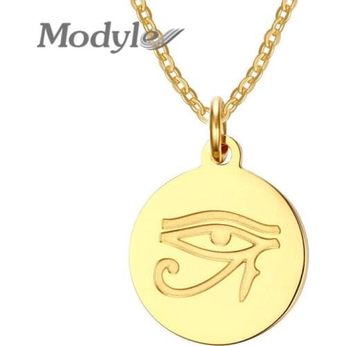ZORCVENS Gold-Color Stainless Steel Eye of Horus Necklace Women Jewelry