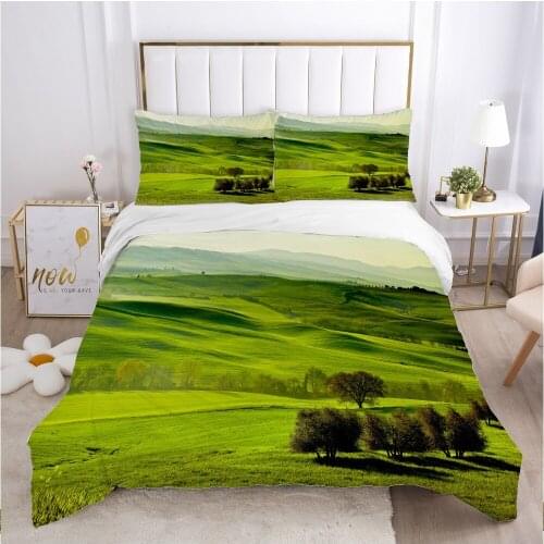 Landscape Duvet cover set 240x220 200x200 Bedding set Twin Queen King Double Bed linens Quilt cover Bedclothes Grassland