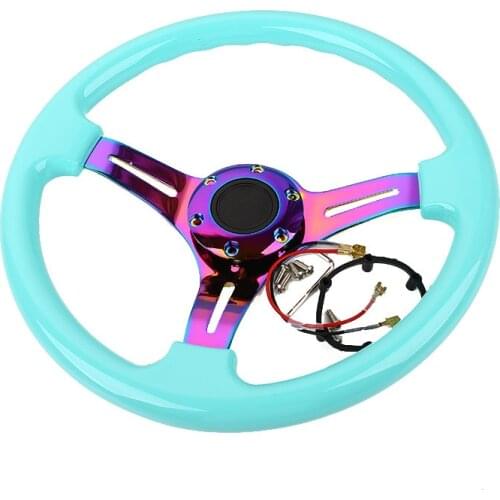 Neo Chrome Hollow 350mm 14inch ABS Steering 45mm Wheel Deep dish Universal Car Auto Racing Steering wheels