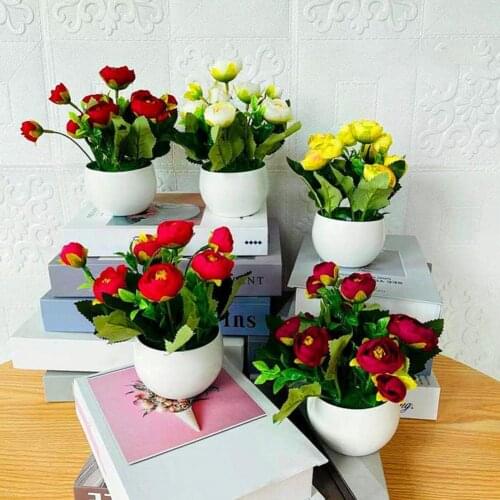 Realistic Multi-use Fake Potted Colorful Rose Plants Plastic Fake Potted Plants Waterproof for Garden