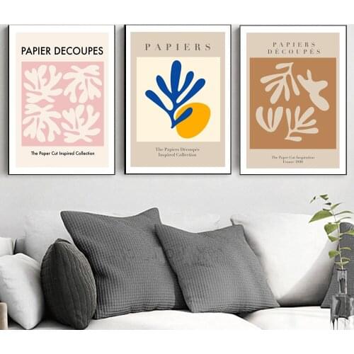 Nordic Papier Decoupes Poster Retro Leaf Canvas Painting Abstract Art Print Decorative Wall Picture For Living Room Home Décor