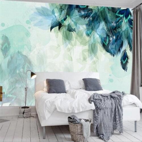 Modern Minimalist Feather TV Background Wall Paper Warm Wall Covering Nordic Living Room Bedroom Decoration Mural Wallpaper 3D