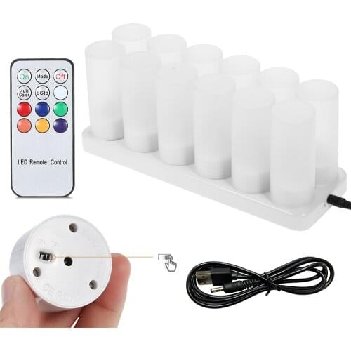 LED Candle Color USB Changing Flickering Christmas Tealight LED Candles Light Bulb with Remote Control Rechargeable LED Candles