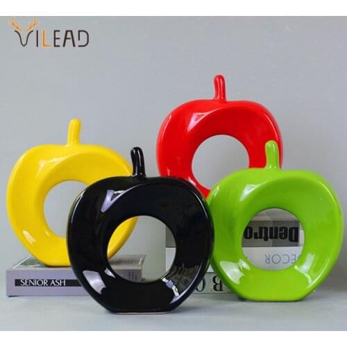 VILEAD Ceramic Electroplating Hollow Apple Figurines For Interior Modern Fruit Ornament Home Office Desktop Decor Accessories