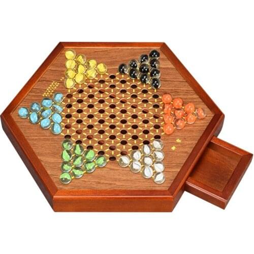Top Grade Multicolor Glass/Agate Chinese Checkers Chess Set Fine Wooden Hexagon/Rectangle Chessboard Classic Leisure Board Games