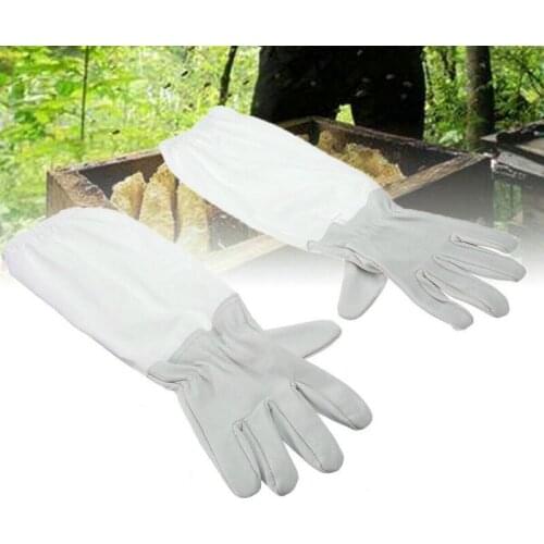 1 Pair Goatskin Protective Beekeeping Gloves Bee Keeping & Vented Long Sleeves XXL