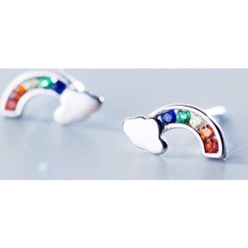 New Cute Rainbow Clouds Stud Earrings For Women Pendientes Jewelry Accessories Simple Girls Brincos SAE32