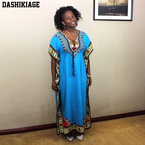 Dashikiage Womens Caftan Dress Kaftan dashiki Hippie Boho Maxi Gown Dress BUST:68cm