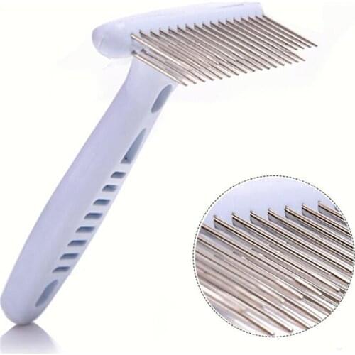 1PC Dog Grooming Rake Steel Comb Pet DeShedding Tool For Dogs Rabbits Cats Small Animals Double Row Undercoat Rake Dogs Supplies