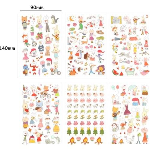15packs/lot Cat series Decorative Stickers Cute Animal PVC Scrapbooking DIY Diary/Album Cartoon Stickers School Office